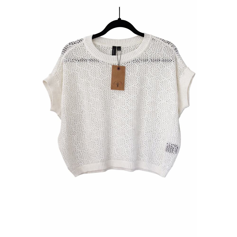NWT!! Knot Sisters Cream Open Knit Crew Neck Sweater Top